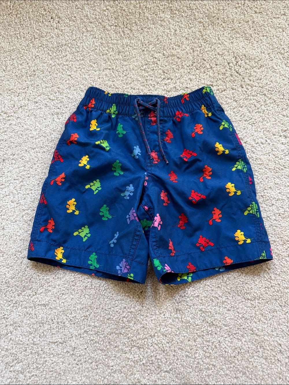 Gap kids Disney Navy Swim Trunks with Rainbow Mickey Silhouettes- 5T